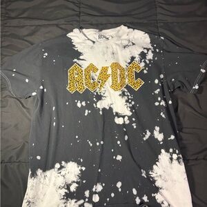 AC/DC Leopard Logo Tee with White Splatter